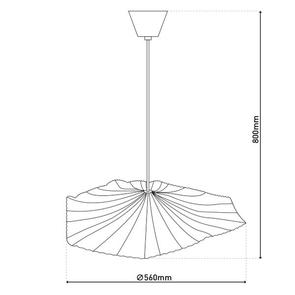 Technische Zeichnung einer Pendelleuchte mit den Maßen 800 mm Höhe und 560 mm Durchmesser