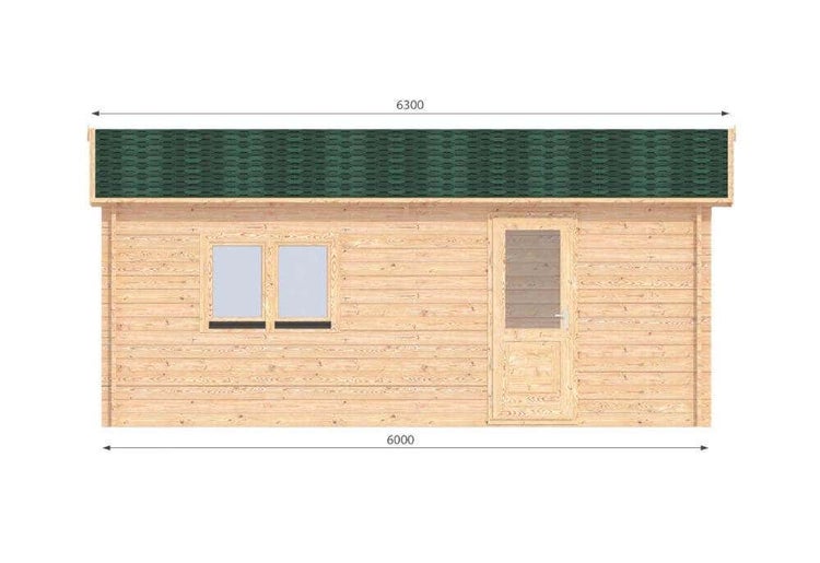 Alpholz Holzgarage David-44 Garage aus Holz in natur, Unterstellplatz mit 44 mm Wandstärke Fertiggarage imprägniert 6,3x6,3m