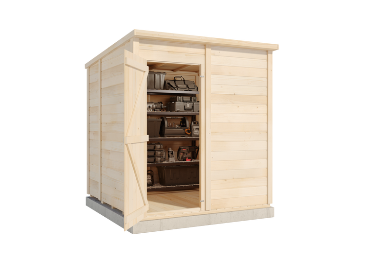 Storehaus Gerätehaus Stefano Gerätehaus aus Holz, Geräteschrank mit 12 mm Wandstärke Gartenhaus, Naturbelassen 1,9x1,9m