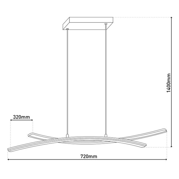 Technische Zeichnung einer Pendelleuchte mit Maßangaben
