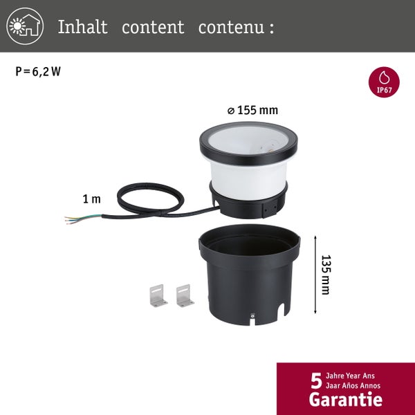 Paulmann LED Einbaustrahler Set Cymbal mit 3 Leuchten dimmbar 440 Lumen warmweiß Schutzart IP44