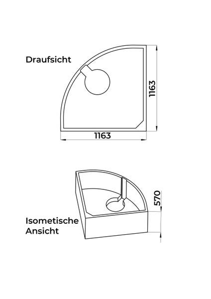 Eckbadewanne mit Abflussgarnitur von oben