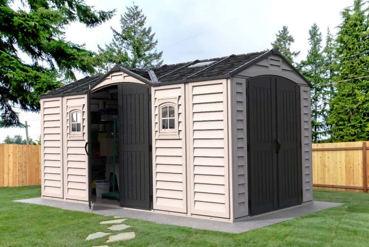 DURAMAX Kunststoff-Gerätehaus Gerätehaus aus Kunststoff in Grau, Geräteschrank mit 4 mm Wandstärke Gartenhaus