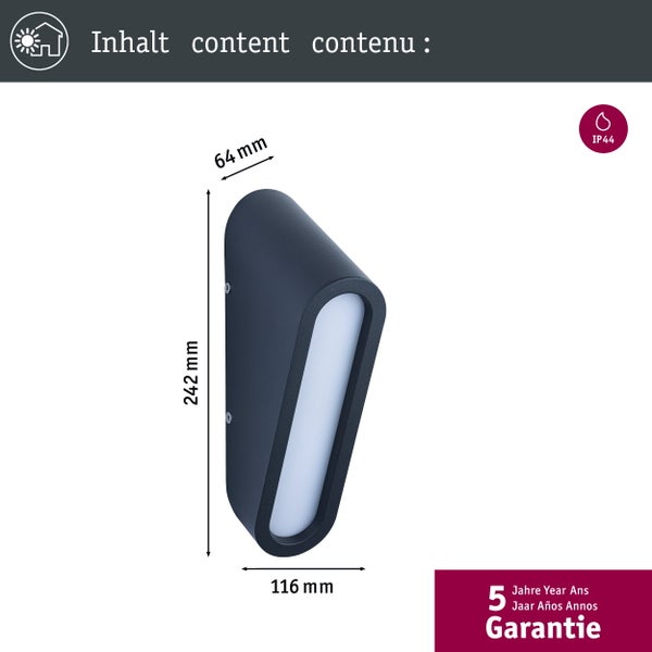 Runde Paulmann LED Aufbauleuchte mit 12,5 Watt und 1340 Lumen, 190 Millimeter Durchmesser, inklusive Installations- und Anwendungshinweisen.