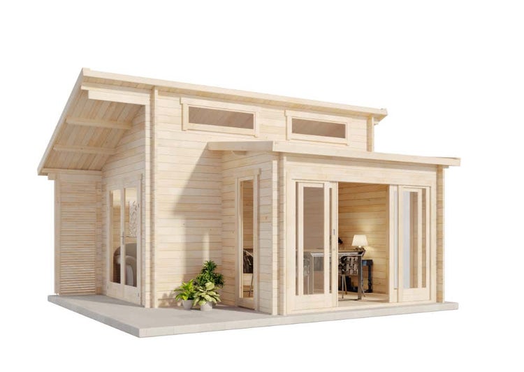 Alpholz Gartenhaus Lausitz-40 ISO mit Schiebetür aus Holz Holzhaus Wandstärke: 40 mm Blockbohlenhaus