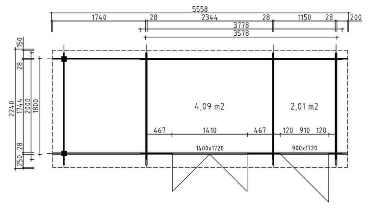 Alpholz Gartenhaus Korfu mit Anbau und Schleppdach Gartenhaus aus Holz in natur, Holzhaus mit 28 mm Wandstärke inklusive Schleppdach, Blockbohlenhaus mit Montagematerial imprägniert 5,6x2,3m