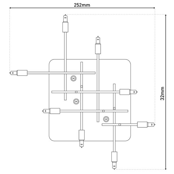 Technische Zeichnung einer Deckenleuchte mit den Maßen 252 mm x 32 mm.