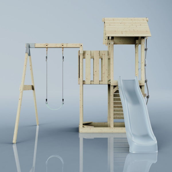Spielturm mit Schaukel und Rutsche