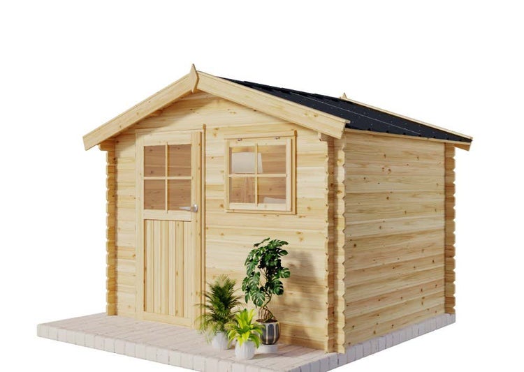 Alpholz Gerätehaus Salzburg 295x248 Gartenhaus aus Holz, Holzhaus mit 28 mm Wandstärke, Blockbohlenhaus mit Montagematerial, Naturbelassen 3,2x2,6m
