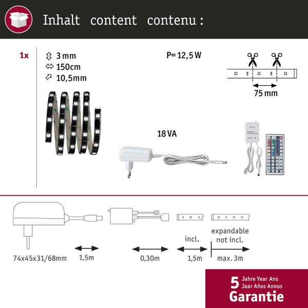 Paulmann LED Einbauleuchte aus Aluminium mit Schutzart IP23 inklusive Montageanleitung und technischen Maßen auf der Verpackungsrückseite.