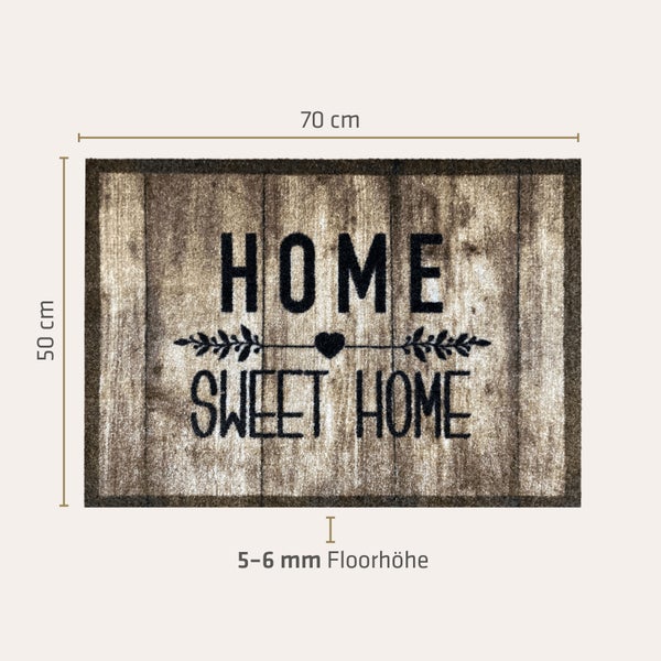 Akzente Listen Fußmatte Home Sweet Home, 50x70 cm, rutschfest, trittschalldämmend, Polyamid-Monofilament, TPE, schmutzfangend, strapazierfähig, für Fußbodenheizung