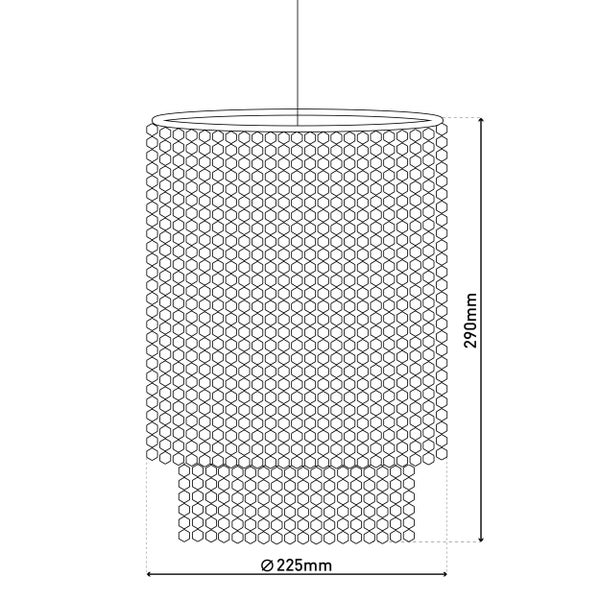 Technische Zeichnung einer Pendelleuchte mit den Maßen 225 mm Durchmesser und 290 mm Höhe