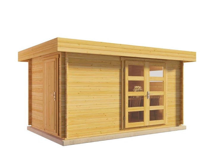 Alpholz 2-Raum Gartenhaus Kampen aus Holz in braun Gartenhütte Wandstärke: 40 mm Geräteschuppen