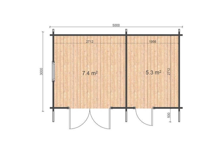 Alpholz Gerätehaus Deco Gartenhaus aus Holz in natur, Holzhaus mit 44 mm Wandstärke, Blockbohlenhaus mit Montagematerial imprägniert 5,3x3,5m