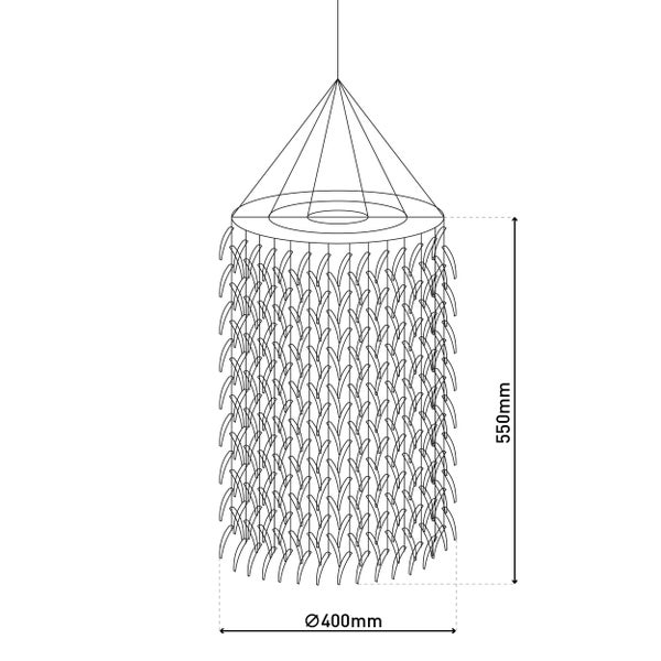 Technische Zeichnung einer Hängeleuchte mit einem Durchmesser von 400 mm und einer Höhe von 550 mm.