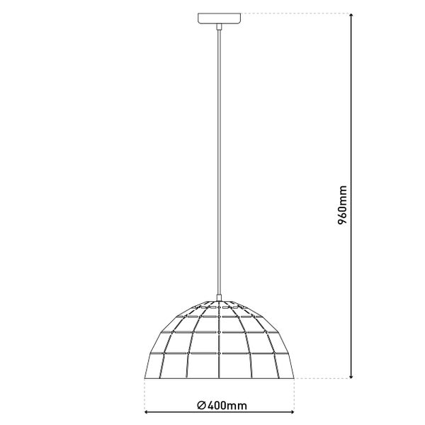 Hängeleuchte mit halbkugelförmigem Schirm und Gittermuster