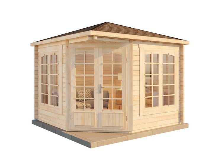 Alpholz 5-Eck Gartenhaus Josephine-40 A aus Massiv-holz, Gerätehaus mit 40 mm Wandstärke, Garten Holzhaus inklusive Montagematerial, Geräteschuppen Größe: 302 x 302 cm, Spitzdach