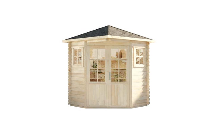Alpholz 5-Eck Gartenhaus Modell Sunny-A aus Holz in Naturbelassen, Holzhaus mit 28 mm Wandstärke,Größe: 200 x 200 cm