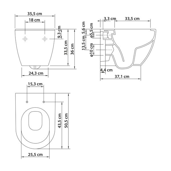SCHÖNER WOHNEN-Kollektion Wand-WC ANTUS, Weiß, spülrandlose Keramik hänge Toilette, Abgang waagerecht