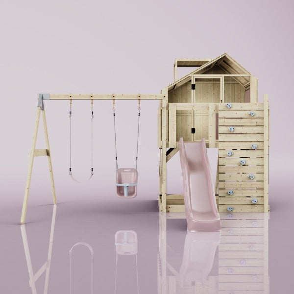 Spielplatz mit Schaukel, Rutsche und Kletterwand