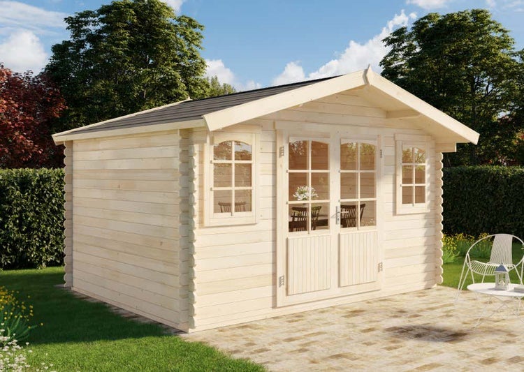 Alpholz Gartenhaus Mirko-28 aus Massiv-holz, Gartenhaus mit 28 mm Wandstärke, Garten Holzhaus inklusive Montagematerial, Geräteschuppen Größe: 400 x 300 cm, Satteldach