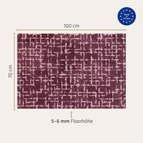 Akzente Feel Badematte mit Motiv in Aubergine Fußmatte 70 x 100 cm, rutschfest, saugfähig