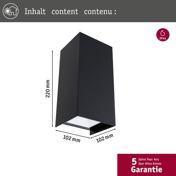 Quadratische Wandleuchte aus Metall für den Außenbereich