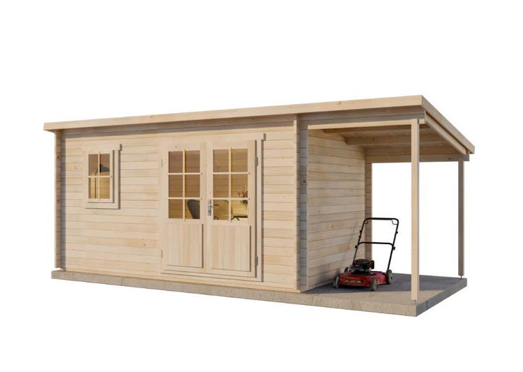 Alpholz Gartenhaus York mit Schleppdach aus Holz Gartenhaus mit 40 mm Wandstärke Gartenhütte Geräteschuppen Flachdach