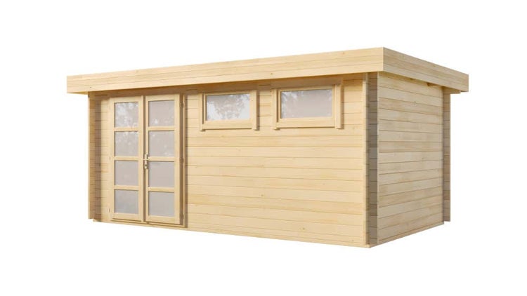 Hochbeet aus Holz mit Pflanzen und Zubehör