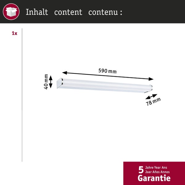 LED Spiegelleuchte Arneb mit Schutzart IP44, seitlichen Magnetabdeckungen ohne sichtbare Schrauben und satinierter Acrylabdeckung für Bad