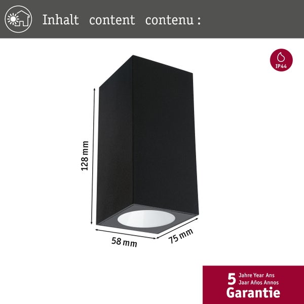 LED Wandleuchte Flame IP44 eckig 58x128 mm 3000K 2x3,5W 2x260lm 230V 75° Anthrazit Aluminium