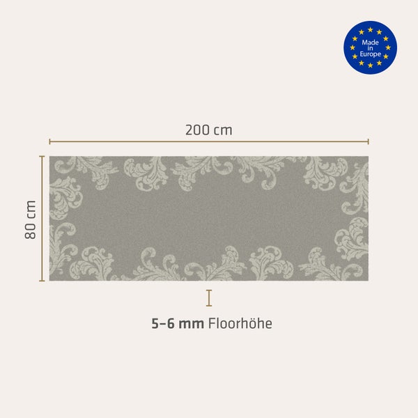Akzente Feel Badematte mit Motiv in Grau Fußmatte 80 x 200 cm, rutschfest, saugfähig