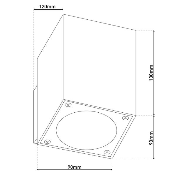 Technische Zeichnung einer Wandleuchte mit Maßangaben
