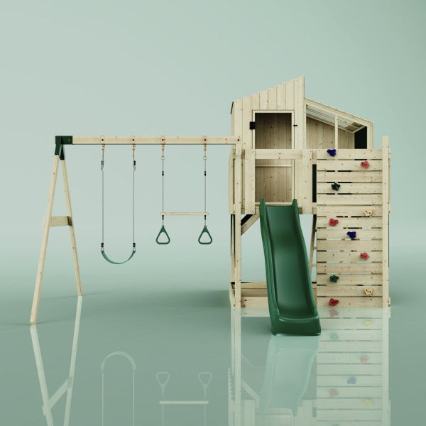 OutdoorToys Spielturm Bosse aus Holz in Grün Trapezstange