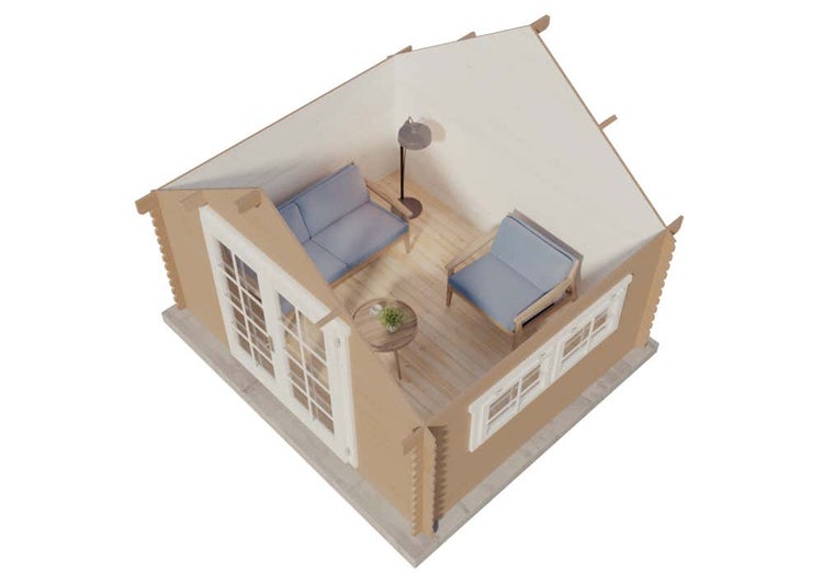 Alpholz Gartenhaus Ronja-28 Gartenhaus aus Holz in natur, Holzhaus mit 28 mm Wandstärke, Blockbohlenhaus mit Montagematerial imprägniert 3,5x3m