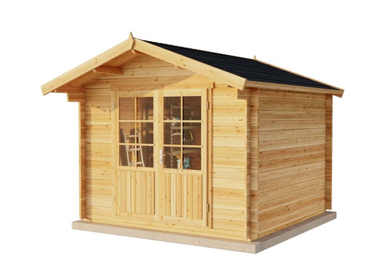Alpholz Gartenhaus Holz und Gerätehaus Roger-34 Imprägniert aus Holz Gartenhaus mit 34 mm Wandstärke Gartenhütte Geräteschuppen Satteldach