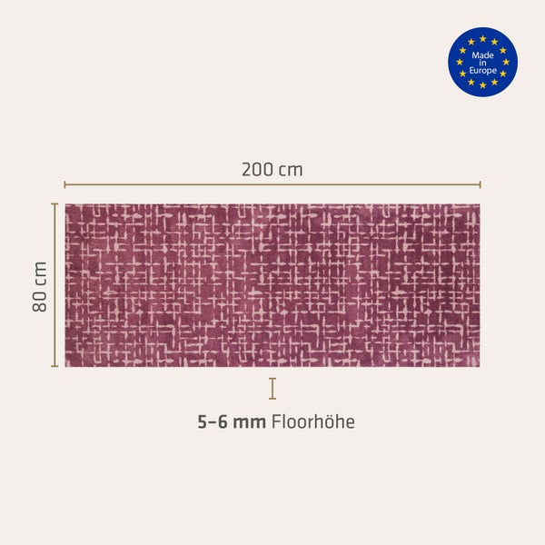 Akzente Feel Badematte mit Motiv in Aubergine Fußmatte 80 x 200 cm, rutschfest, saugfähig