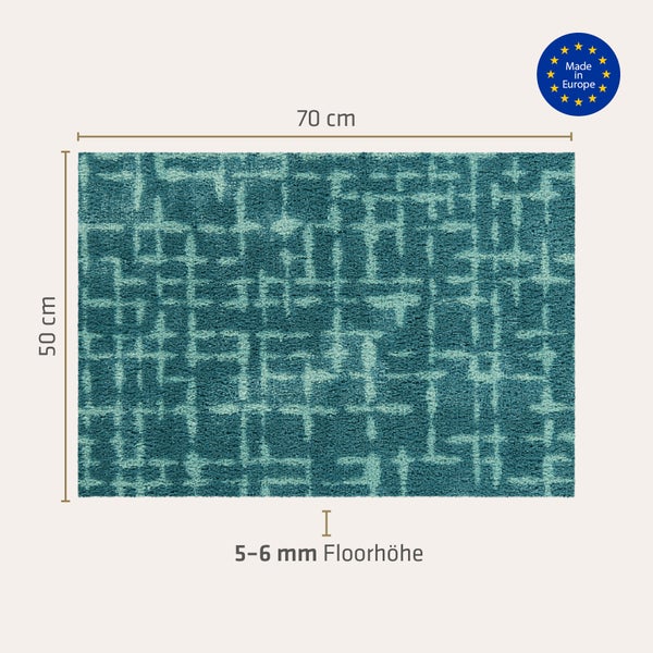 Akzente Feel Badematte mit Motiv in Aqua Blau Fußmatte 50 x 70 cm, rutschfest, saugfähig