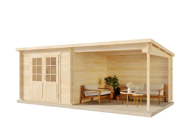 Alpholz Gartenhaus Maria-Nova-28 aus Holz Gartenhütte Wandstärke: 28 mm Inklusive: Terrasse Geräteschuppen