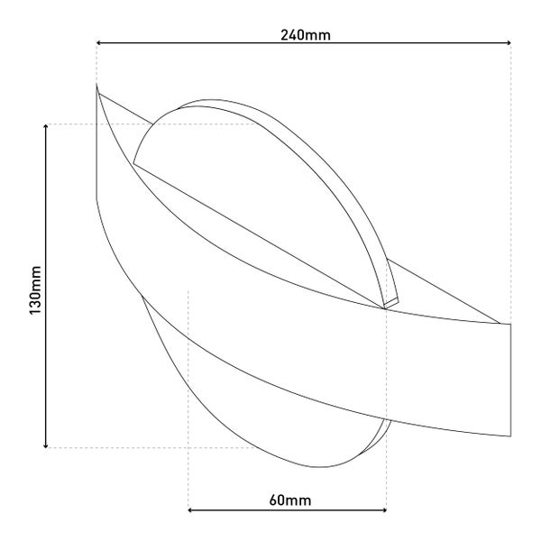 Technische Zeichnung einer Wandleuchte mit den Maßen 240 x 130 x 60 Millimeter.