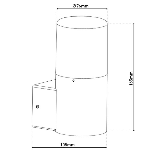 Technische Zeichnung einer Außenwandleuchte mit Maßangaben