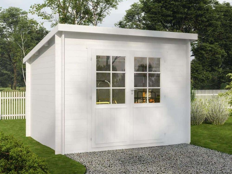 Alpholz Gerätehaus Agnes Gartenhaus aus Holz, Holzhaus mit 28 mm Wandstärke Blockbohlenhaus, Naturbelassen