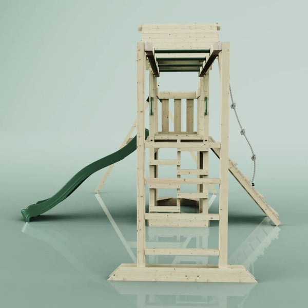 OutdoorToys Spielturm Strömsund aus Holz in Blau Trapezstange