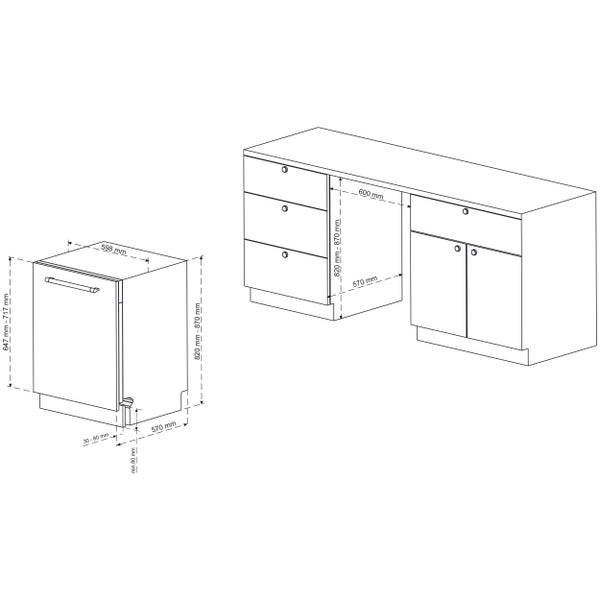Telefunken Geschirrspüler vollintegriert Einbauspülmaschine 60cm 12 Gedecke 9 Programme AquaStop G-EV-6014-C