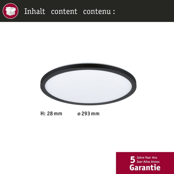 Flache runde LED Deckenleuchte mit 293 Millimeter Durchmesser und 28 Millimeter Höhe inklusive 5 Jahre Garantie