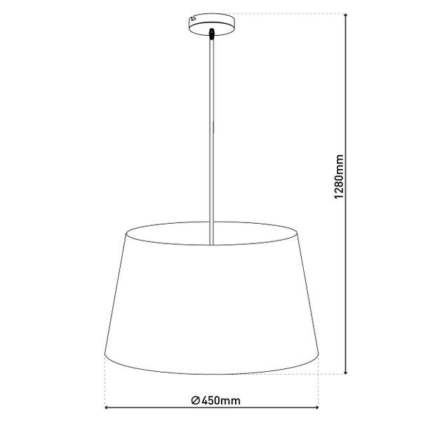 Technische Zeichnung einer Pendelleuchte mit den Maßen 1280 mm Höhe und 450 mm Durchmesser.