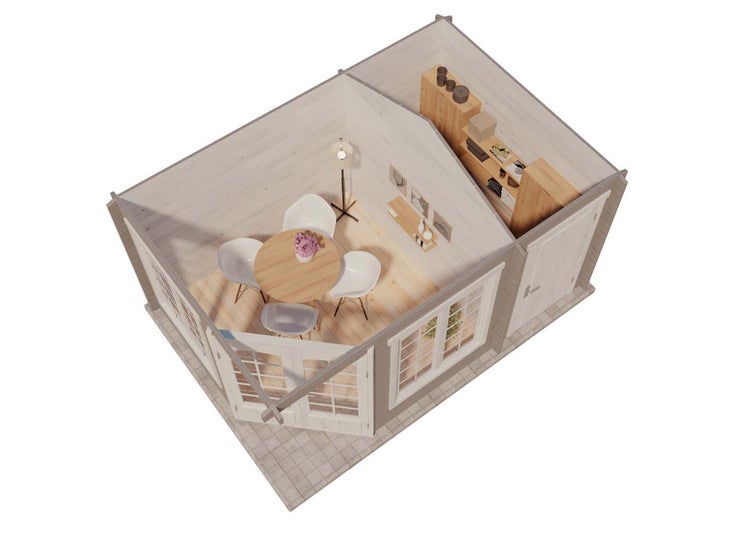 Alpholz 5-Eck Gartenhaus Modell Josephine-40 aus Massiv-holz, Gerätehaus mit 40 mm Wandstärke, Garten Holzhaus inklusive Montagematerial, Geräteschuppen Größe: 442 x 302 cm