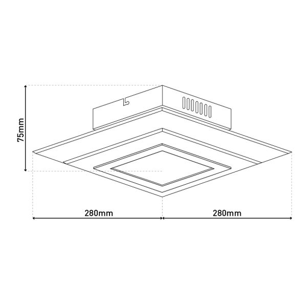 Quadratische Deckenleuchte aus Glas und Metall