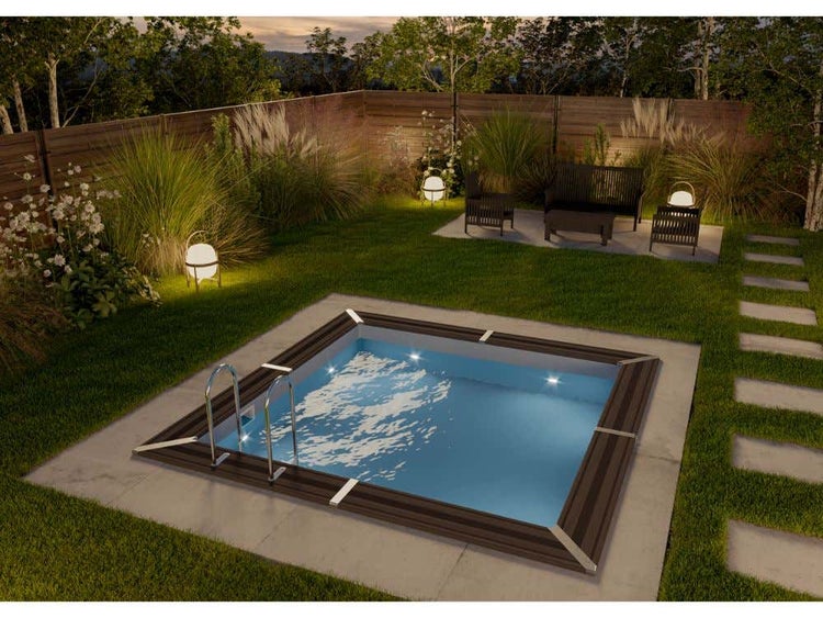 Gre Pools WPC Pool Rhodos Pool aus Holz/Kunststoff in Grau, Naturbelassen