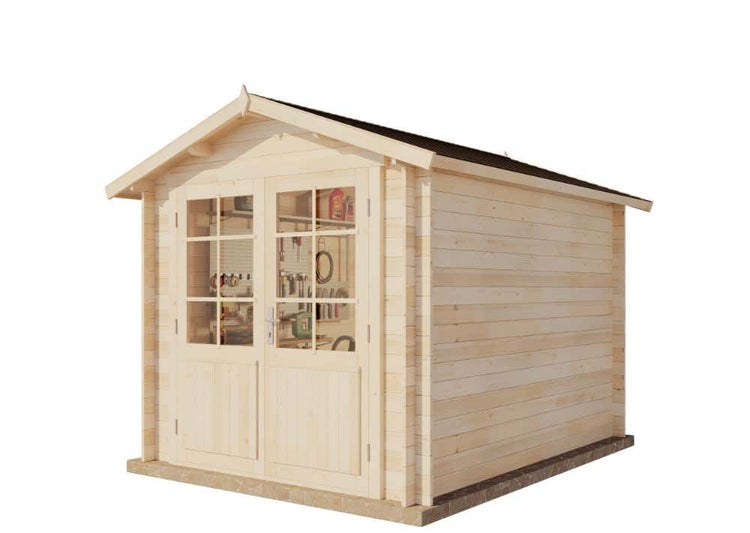 Alpholz Gartenhaus Bremen-28 B aus Massiv-holz, Gerätehaus mit 28 mm Wandstärke, Garten Holzhaus inklusive Montagematerial, Geräteschuppen Größe: 250 x 320 cm, Satteldach